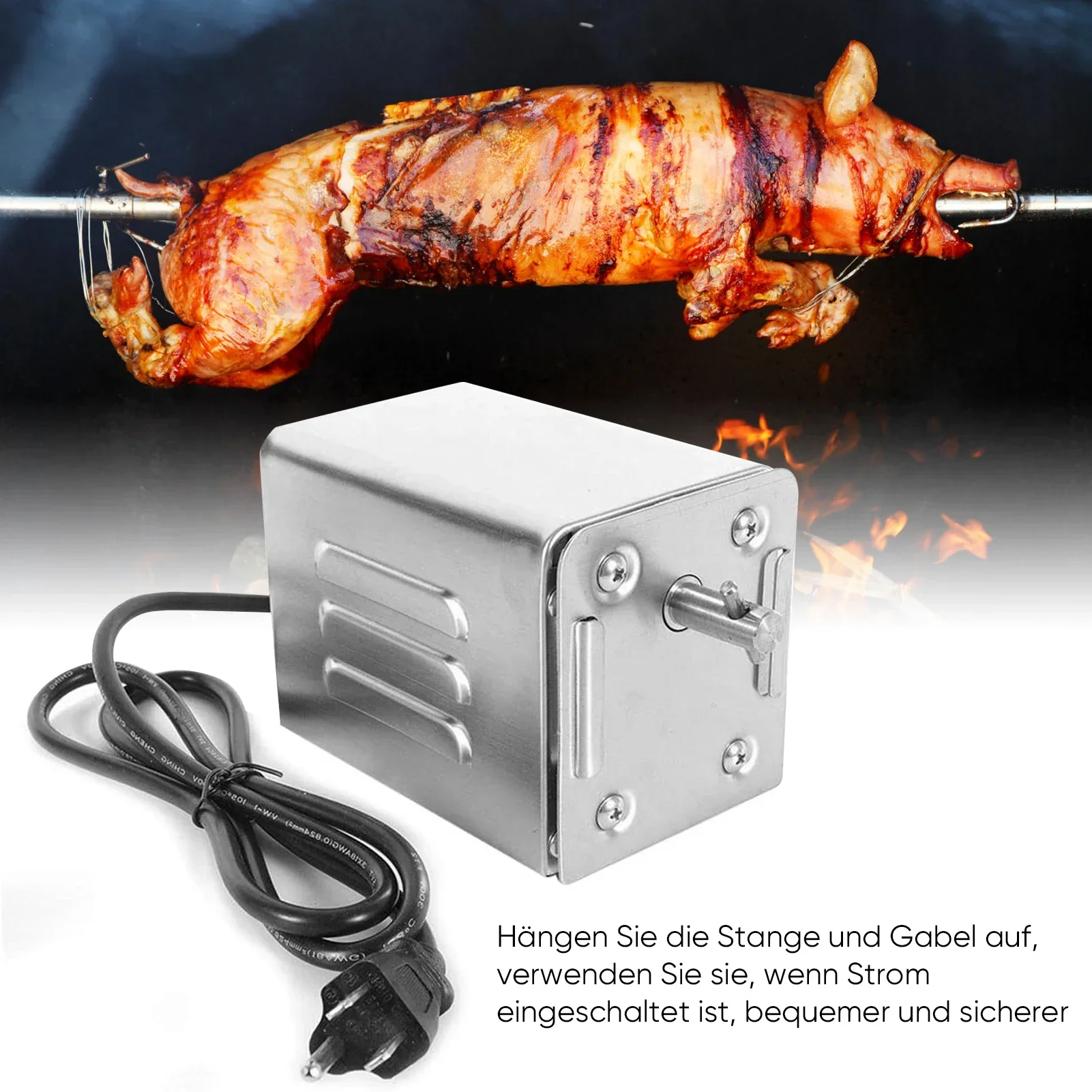 Imagem -04 - Bbq Grill Roaster Motor Elétrico 70kgs Cabra Porco Frango Acessórios de Churrasco ao ar Livre 220v 110v Aço Inoxidável