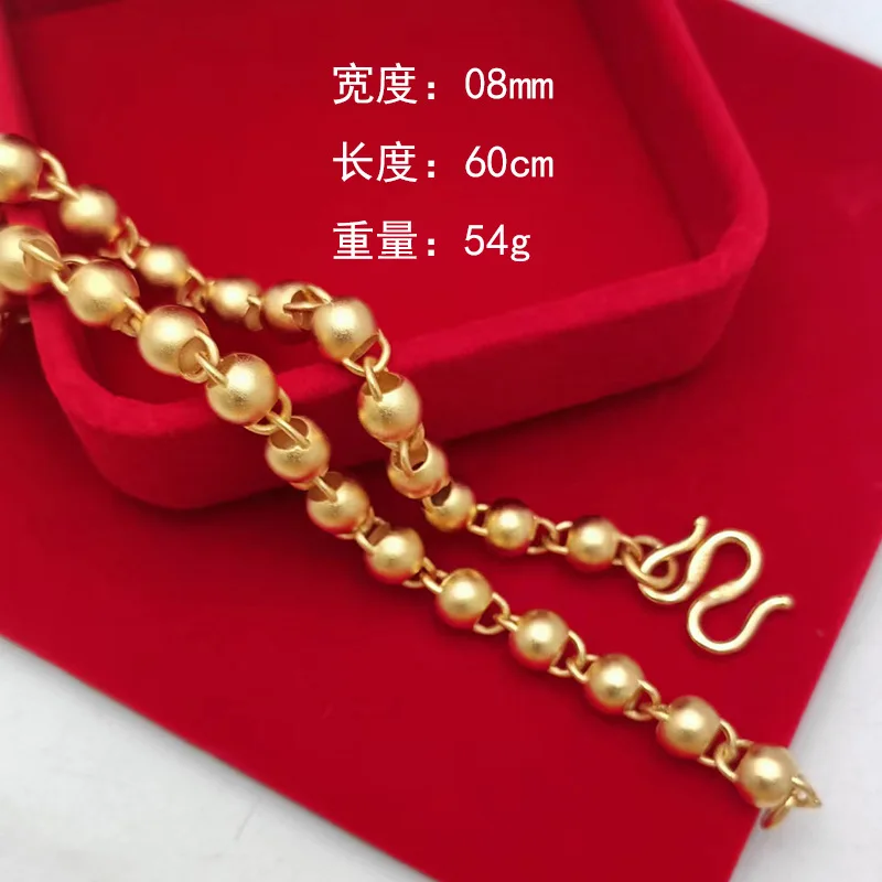 Advanced hollow bead sandblasting Buddha bead necklace bully necklace jewelry men 9999gold