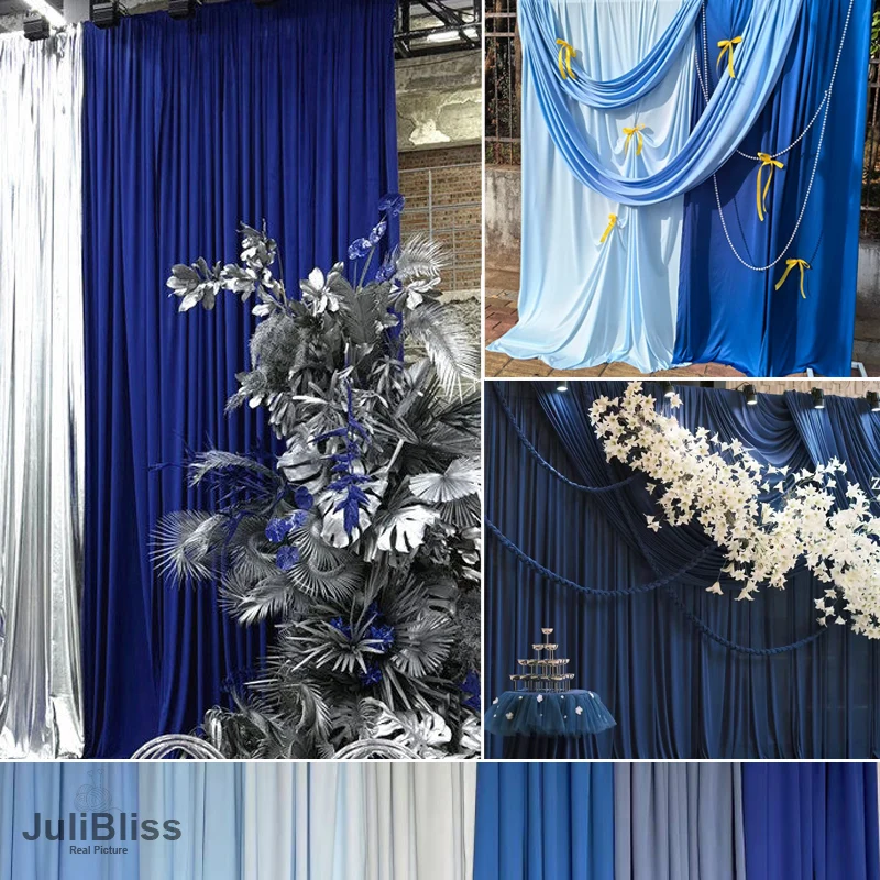 

Royal Blue Good Drape Fabric for Wedding Decor Curtains Backdrops Cloth Decoration Material Sewing Supplies Wide 170cm