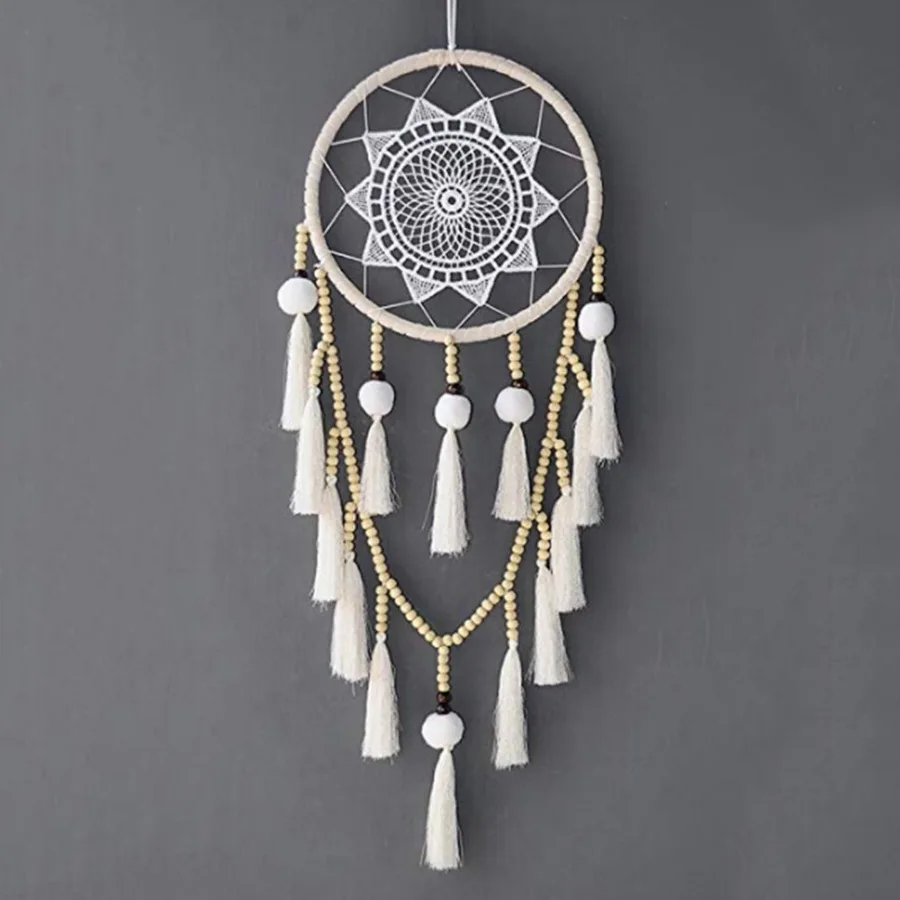 1Pcs Handmade Dream Catcher Indian Style Woven Wall Hanging Decoration White Dreamcatcher Wedding Party Hanging Decor