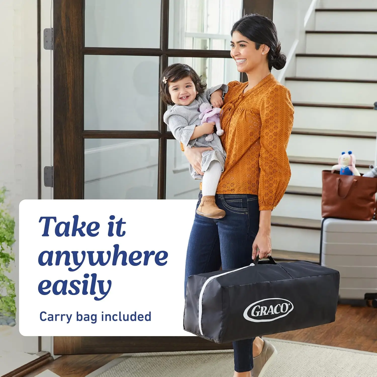 Portable Playard with Bassinet and Toy Bar, Easy Fold Design for Compact Travel