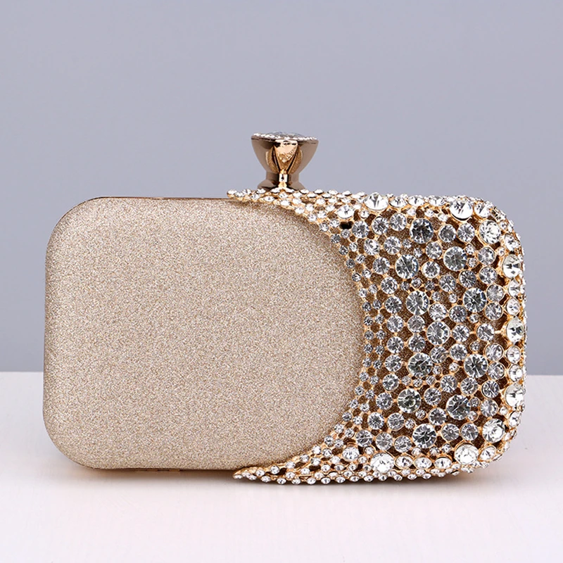 New Black Silvery Golden Wedding Party Diamond Bling Women Evening Cosmetic Clutch Bag Handbag Shoulder Messenger Purse m3104