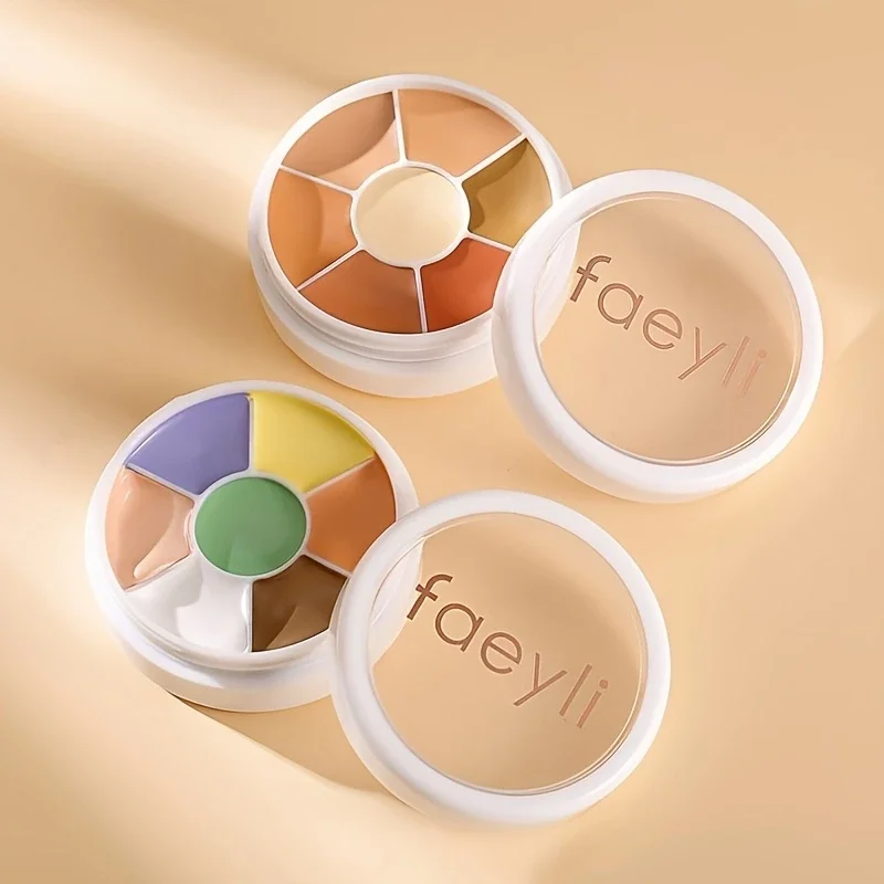 ブラシセット付き7色コンシーラーパレット、すべての肌用コンシーラー、ミディアムカバレッジ、クマや傷をカバー、均一な肌の色合い