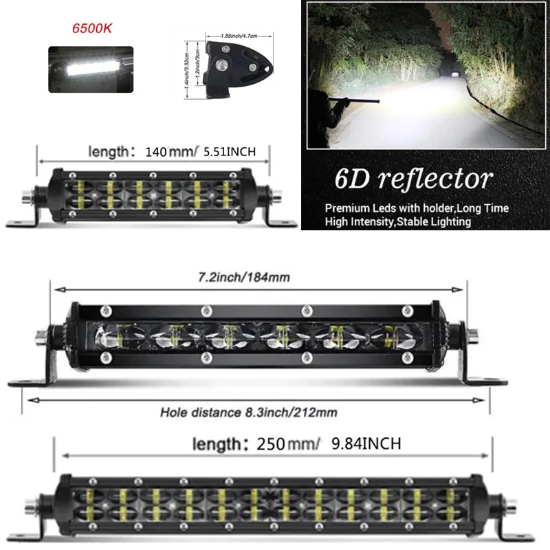 

6D LED Light Bar 5.5''8''14inch Off Road Led Bar for Lada Truck 4x4 SUV ATV Niva Auto Driving Front bumper grille LED Fog Light