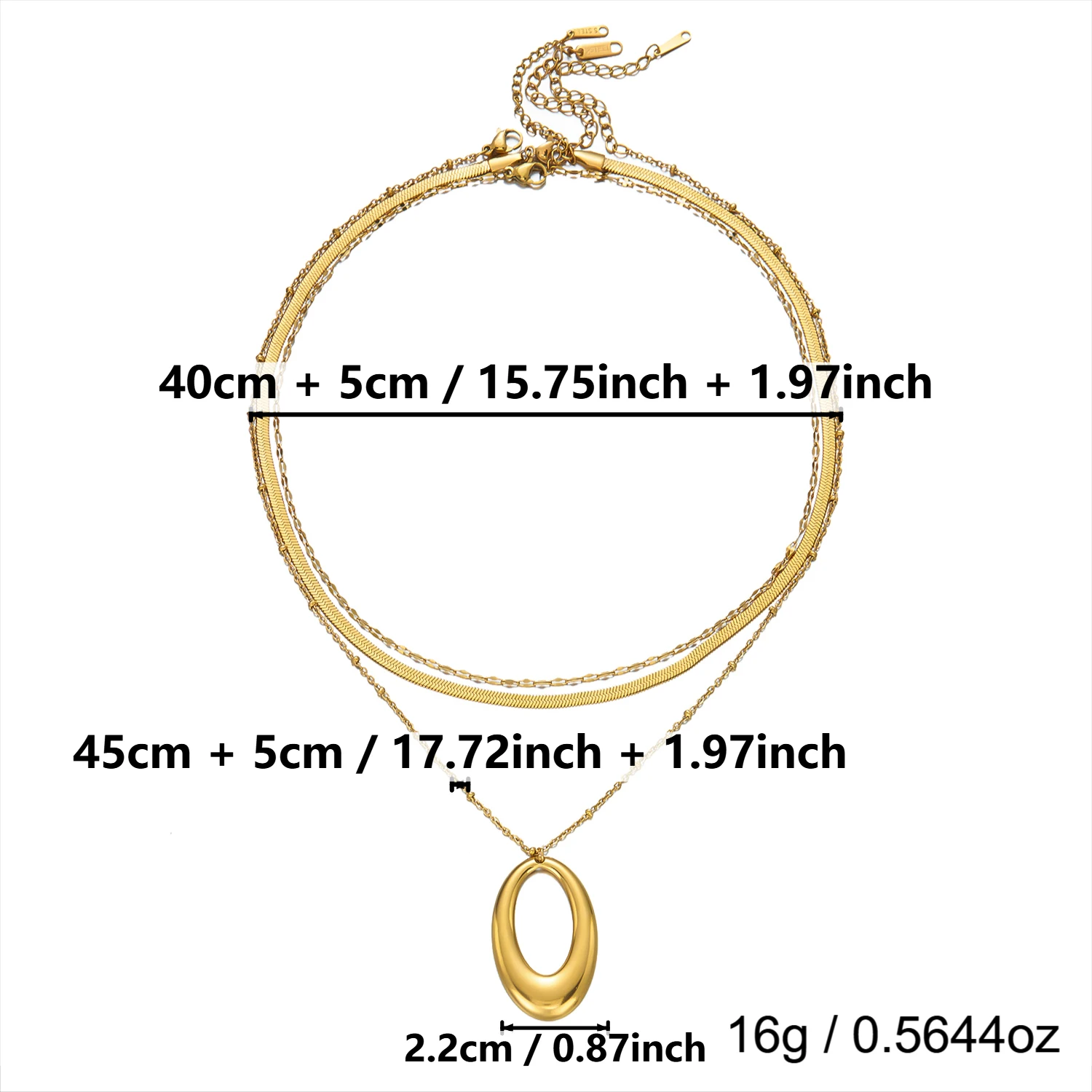Geometrisches Edelstahl-Halsketten-Set für Damen, zierlicher ovaler Anhänger, Schlangenkette, Partyschmuck, Geschenk, wasserdicht – Detail 9