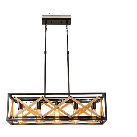 Stylish Nordic Vintage Rectangle Light Emitting Diode Chandelier home office dining room living room lighting