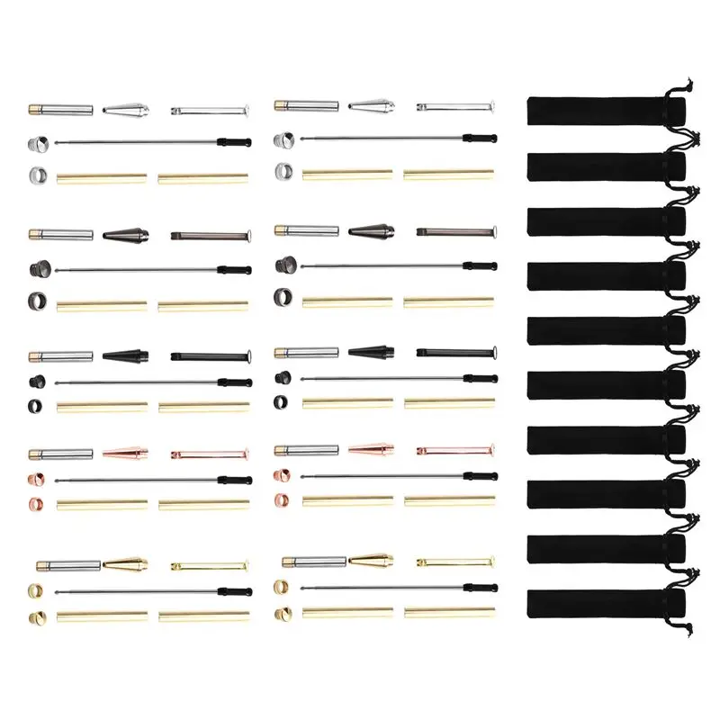 AT02-Slimline For Wood Turning Pen Kit-10 Pack With Multiple Finishes, 7Mm Twist Pen Set Included