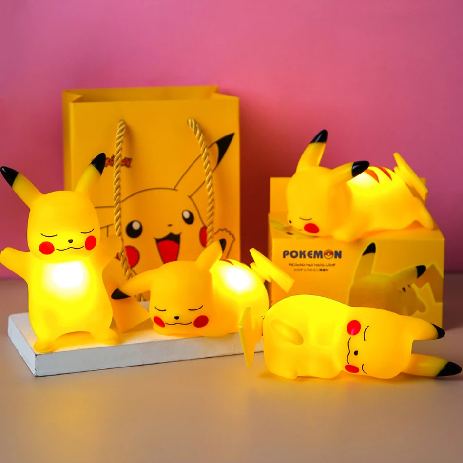 12cm Pokemon Pikachu Night Light Anime Figure Cute Bedside Lamp For Bedrooms Ornaments Children\'s Luminous Toys Christmas Gift