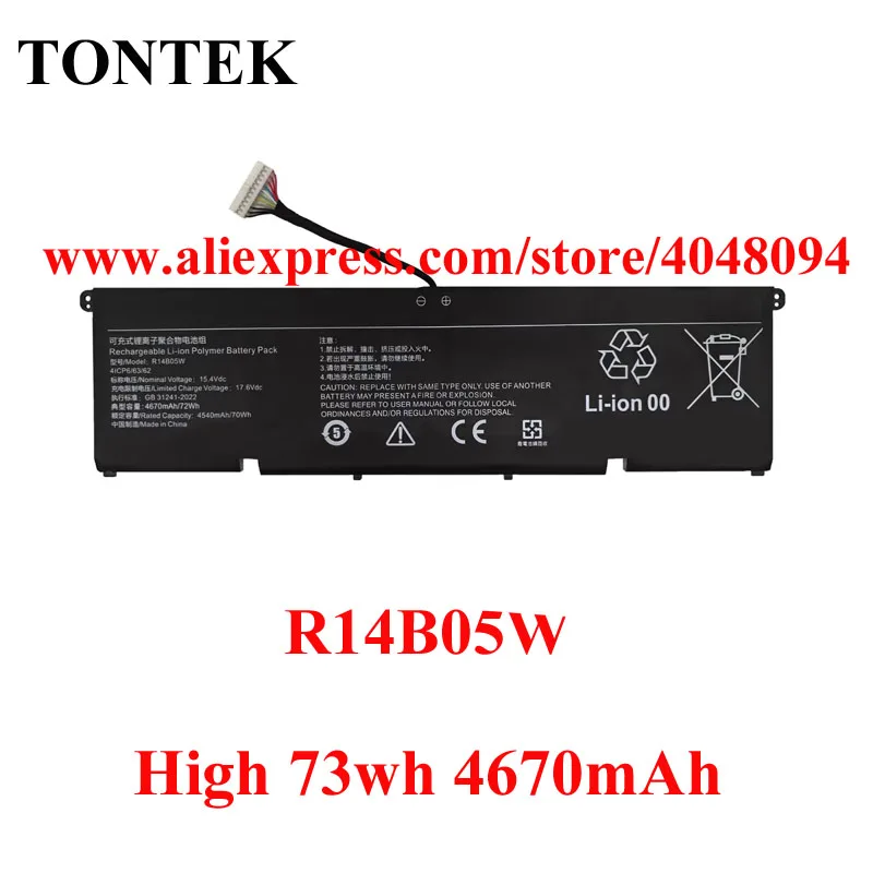 TONTEK Upgrade High 72Wh 4670mAh R14B05W Laptop Battery For Xiaomi 14