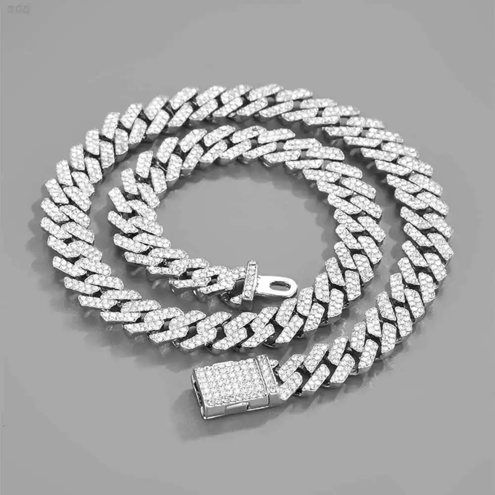 

Wholesale Fashion Jewelry Hip Hop Two Tones Diamond Chain Link Gemstone Necklace Miami Cuban Chain Necklace for Men Women
