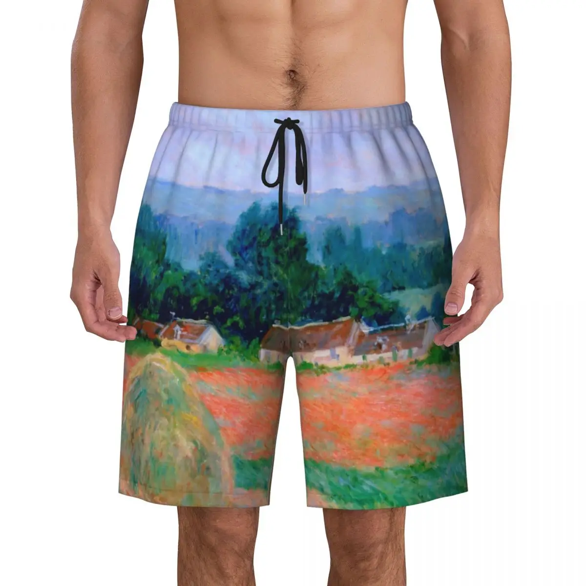 Claude Monet-Boardshorts Pintura Quick Dry dos homens, Shorts Board, Haystack em Giverny, Swim Trunks, impressão personalizada, ternos de banho