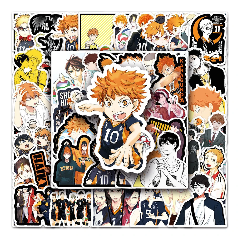 Lot de 10/30/52 Pièces de Dessin Animé Haikyuu Autocollants graffiti anime japonais, décalcomanies étanches, volley-ball, ordinateur portable, moto, téléphone, voiture