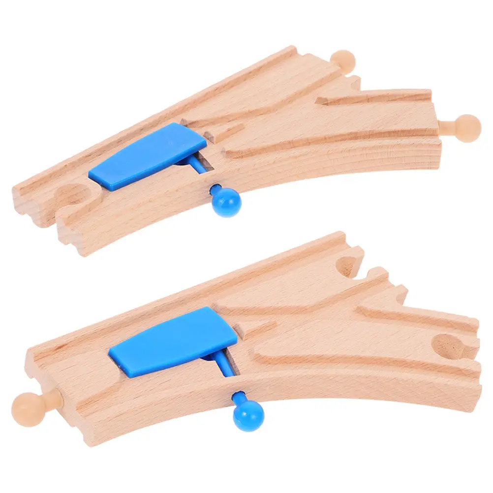 

2 шт. деревянных аксессуаров для железнодорожных путей: изогнутый соединитель-переключатель для железнодорожных путей, совместимый с основными наборами деревянных железных дорог