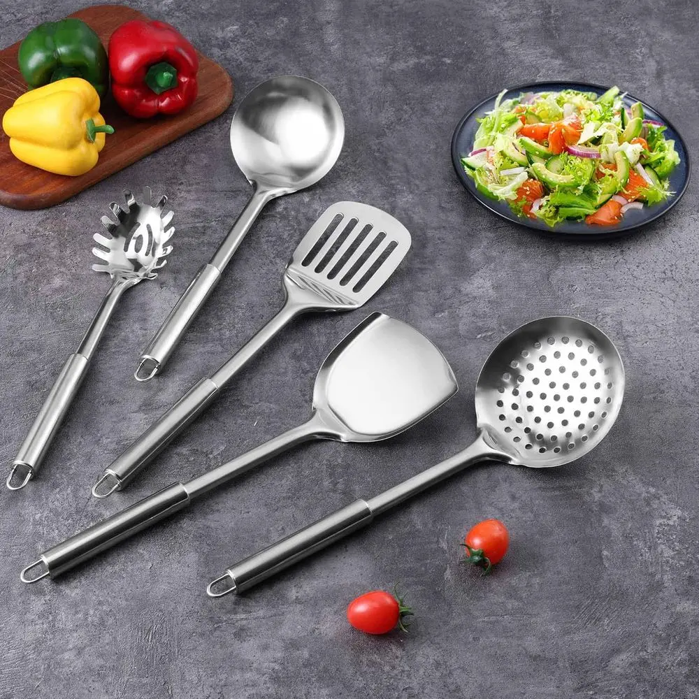 ชุดอุปกรณ์ครัวสแตนเลส 31 ชิ้นพร้อมที่วาง ทนความร้อน ปลอดสารพิษ ใช้กับเครื่องล้างจานได้