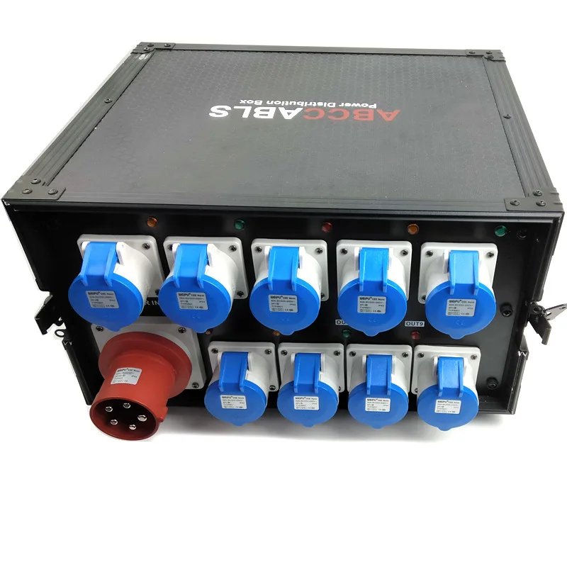 Gabinete de Distribución de Energía Portátil de 9 Canales y 32A para Equipos de Escenario, de Alta Amperaje con Sistema de Caja de Distribución para Rack de Pantallas
