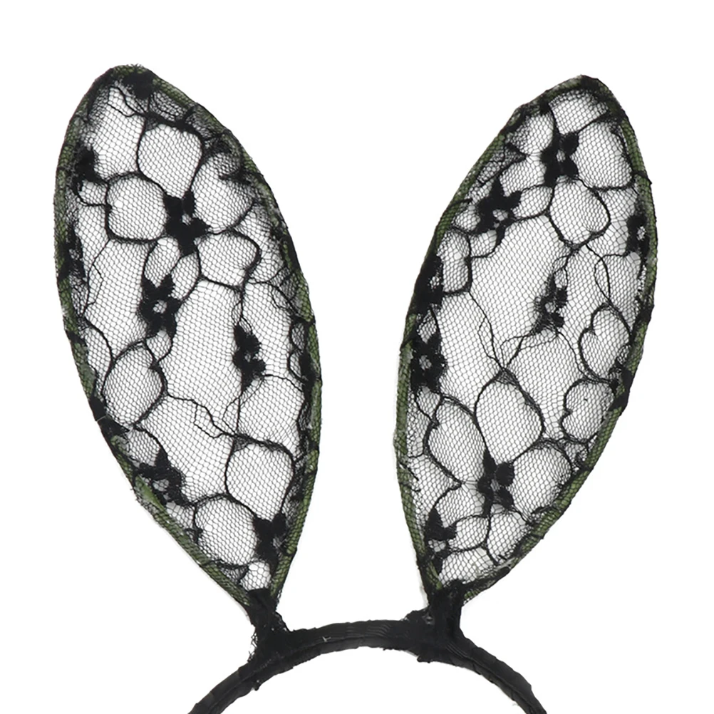 

Rabbit Ear Hair Hoop Lace Band Girls Black Bunny Child Stage Party Daily Use Costumes Proms Festivals Cosplay