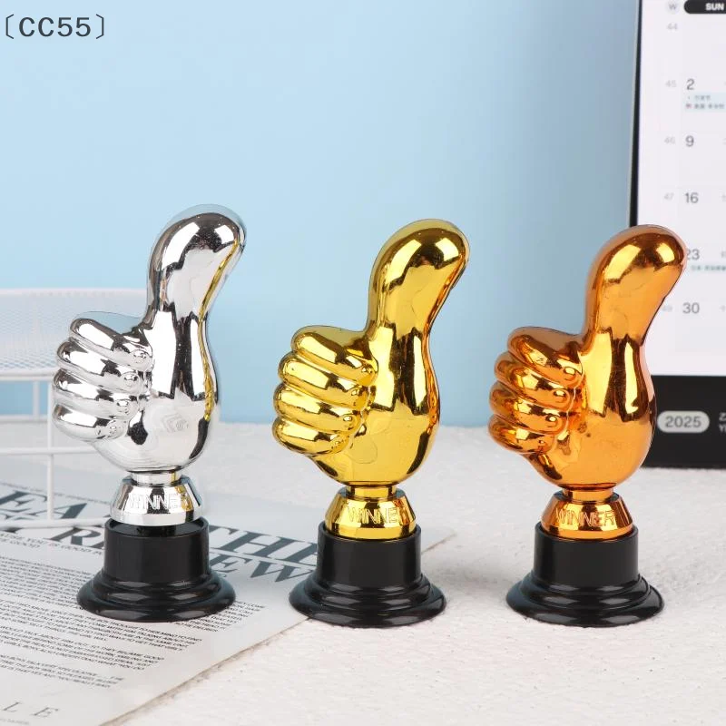 [CC55].1 قطعة واحدة من جوائز جوائز النصر الصغيرة، كأس الإبهام، جوائز الذهب البلاستيكية، تشجيع لديكور سطح المكتب المنزلي