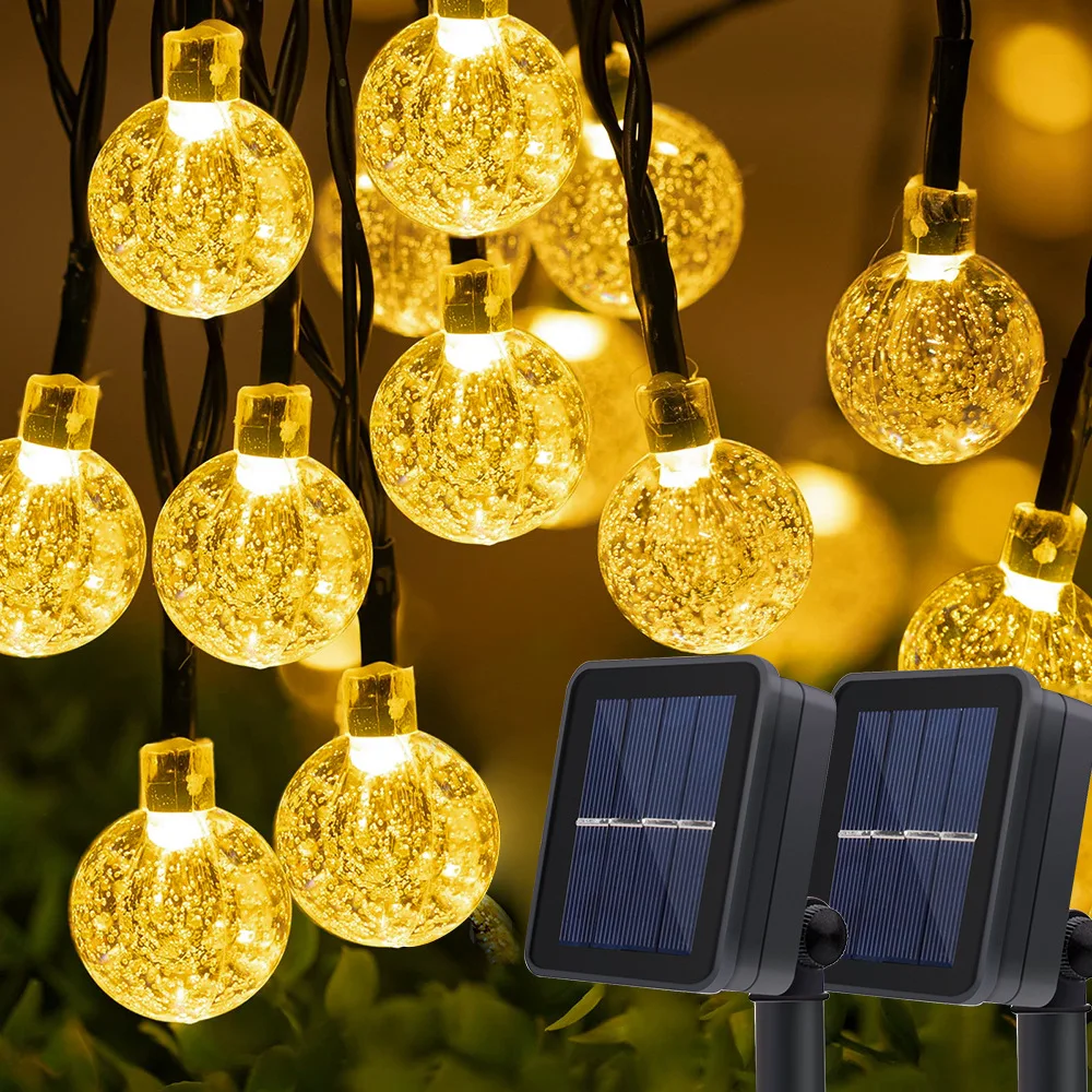 Lampu Led 1.7cm lampu bola gelembung kecil lampu liburan baterai energi surya untuk dekorasi Natal pernikahan Festoon