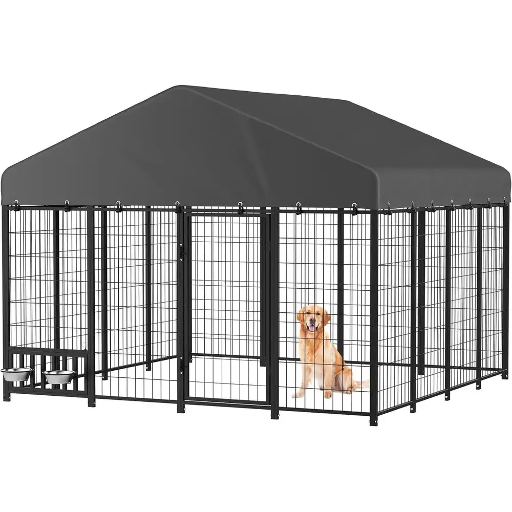 

Прочный стальной вольер для собак 8x8 с крышей, надежной системой замков и кормушкой