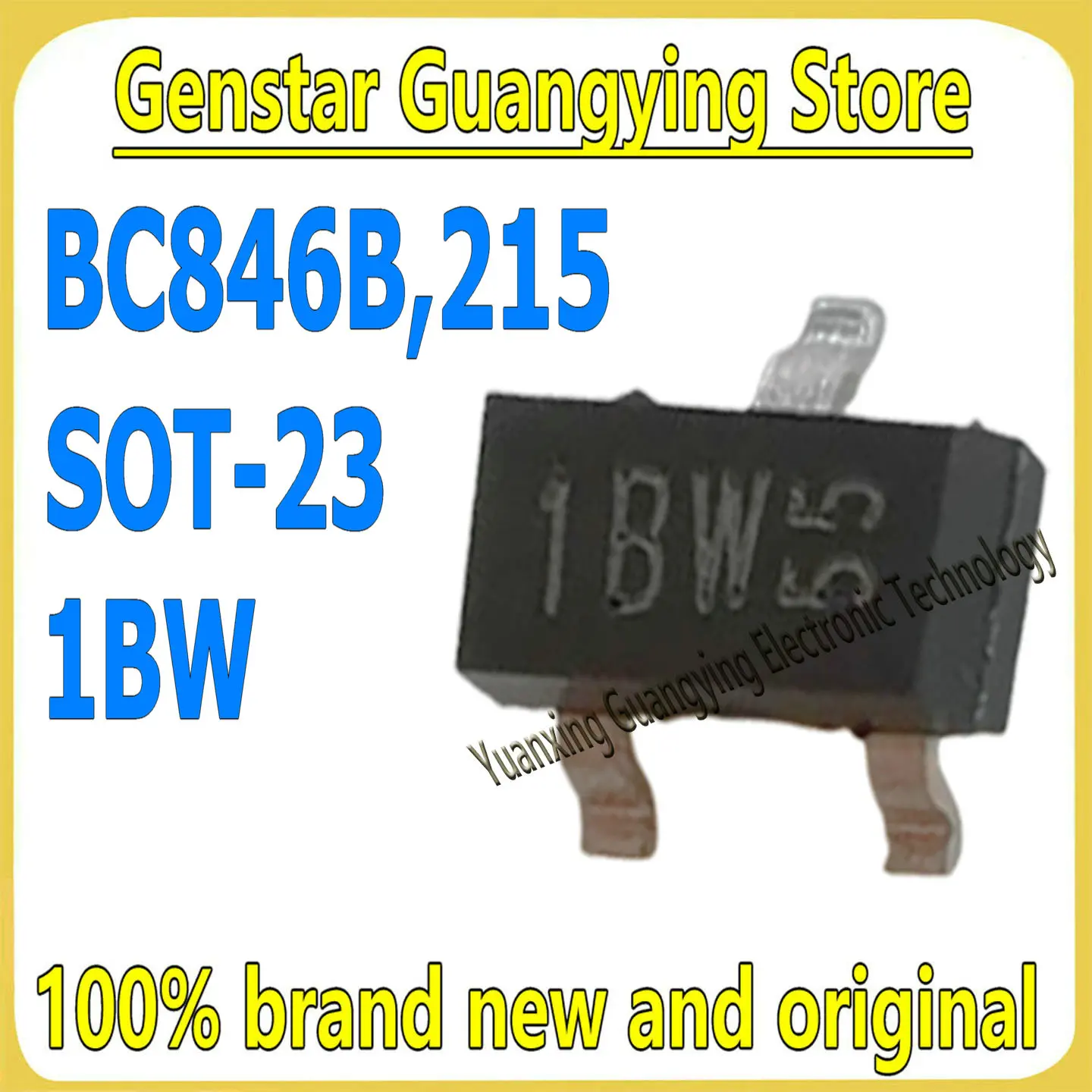 (50 Pieces) BC846B,215 BC846B Marking: 1BW SOT-23 OT-23 65V 100mA NPN Transistor(BJT) 100% Brand New
