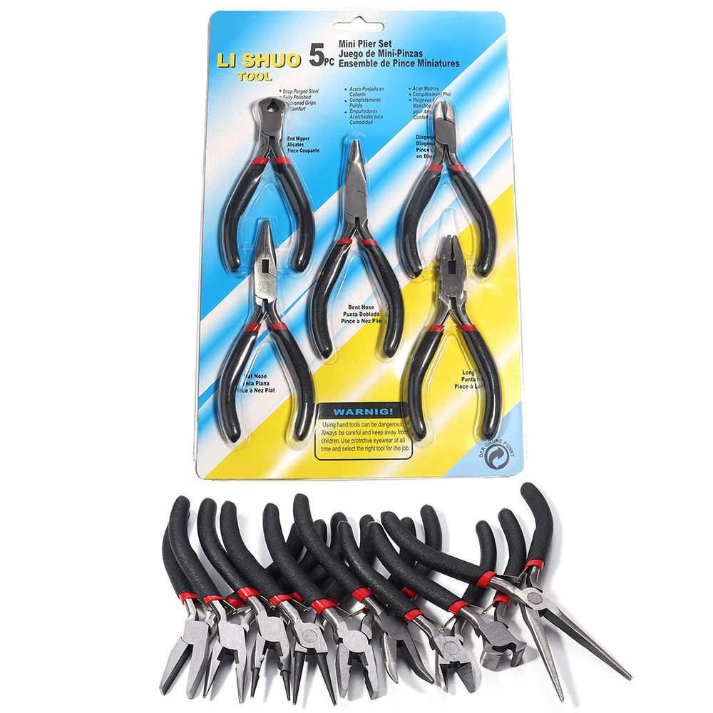 Black Handle Steel Needle Nose End Cutting Jewelry fixing Jewelry Pliers Tools & Equipment Kit for DIY Jewellery Making