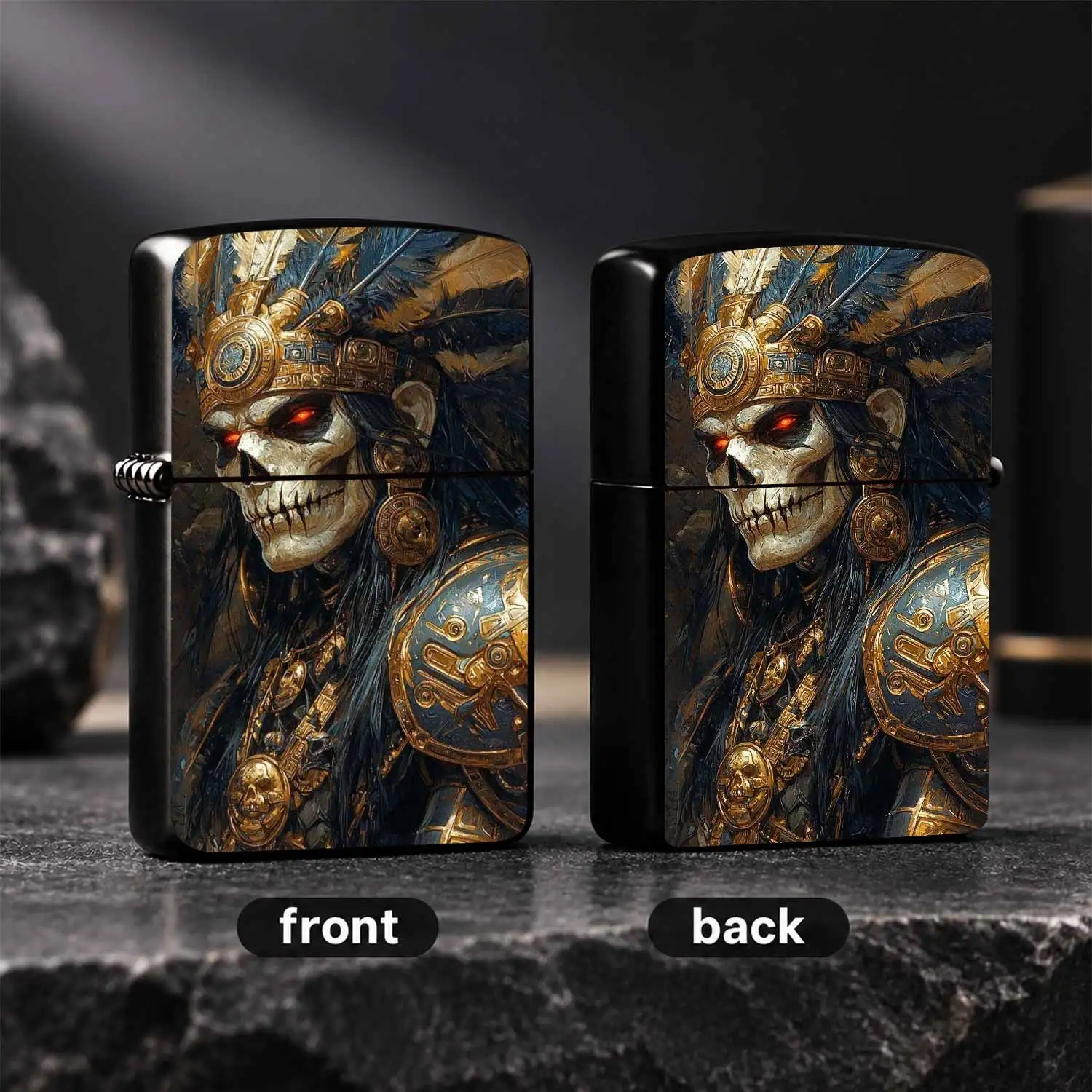Aztec Skeleton Chief Themed Portable Igniter, Exquisite Art Print Decor, Versatile for Daily Outdoor Scenes, Unique Stylish Accessory forGifting Personal Use A Humorous And Interesting Lighter A Humorous And Interesting Lighter