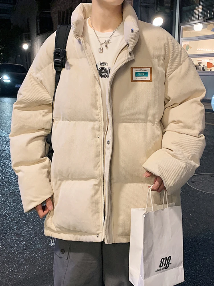 2025 Harajuku Men's Warm Parkas Winter Coat Corduroy Cotton Oversize Male Winter Jackets Windbreaker Padded Coat Woman Parkas