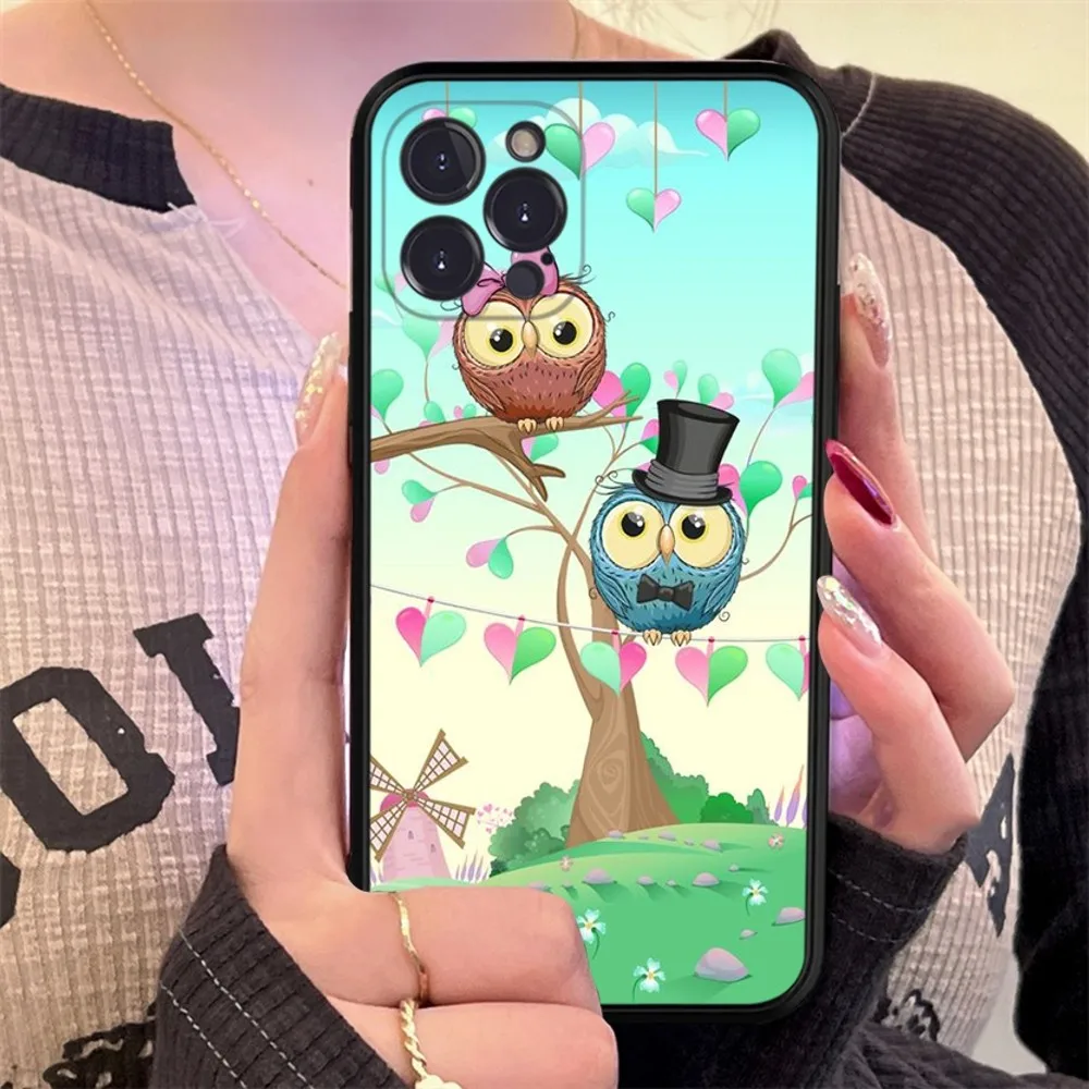 Lovely Animal Owl Mousepad Silicone Soft for iphone 15 14 13 12 11 Pro Mini XS MAX 8 7 6 Plus X XS XR Cover