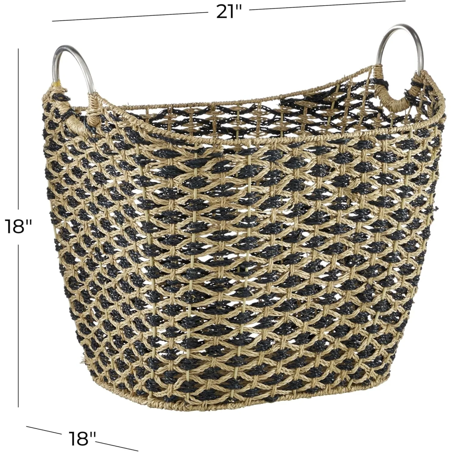 سلة تخزين مزخرفة وعملية مصنوعة يدويًا مع مقابض، سلة للتخزين 21 بوصة × 18 بوصة × 18 بوصة #6