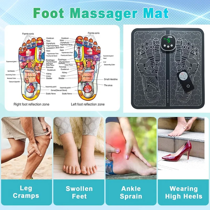 EMS Foot Stimulator Black Plastic For Pain And Relief Massager For Feet And Improvement Of Muscle Performance