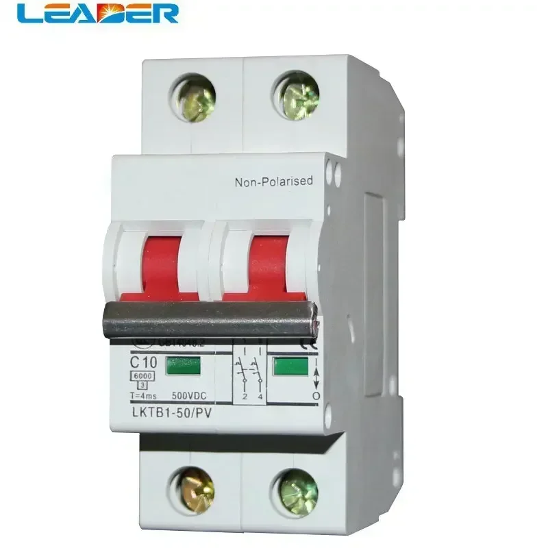 LEADER SOLAR 1 Piece2P 500V 6A～63A DC Circuit Breaker MCB for For Solar Photovoltaic System  Din Rail Mount Special Offer