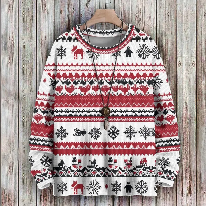 Suéter del día de Navidad con estampado 3D para hombres/mujeres, sudadera unisex de invierno de manga larga, jersey, prendas de vestir exteriores de moda