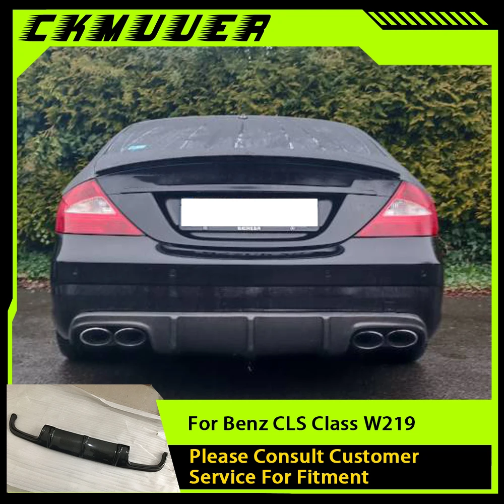 CKMUUER Für W219 Carbon Fiber Hinten Lip Diffusor Spoiler für Mercedes-Benz CLS Klasse W219 CLS63 AMG 2004-2010 stoßstange Schutz
