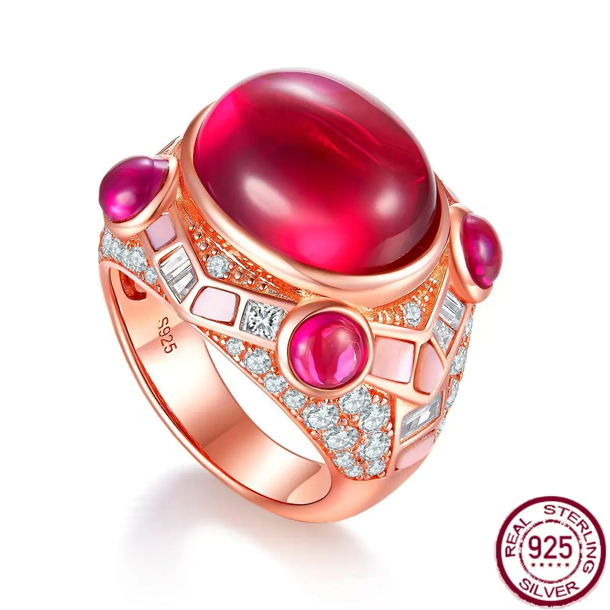 

New popular s925 silver full diamond treasure grid style Middle Eastern rich woman ring luxury fashion wedding jewelry