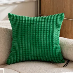 Dark Green Corduroy Decorative Christmas Throw Pillow Covers 18x18 Inch Soft Boho Couch Throw Pillow Modern Farmhouse Home Decor