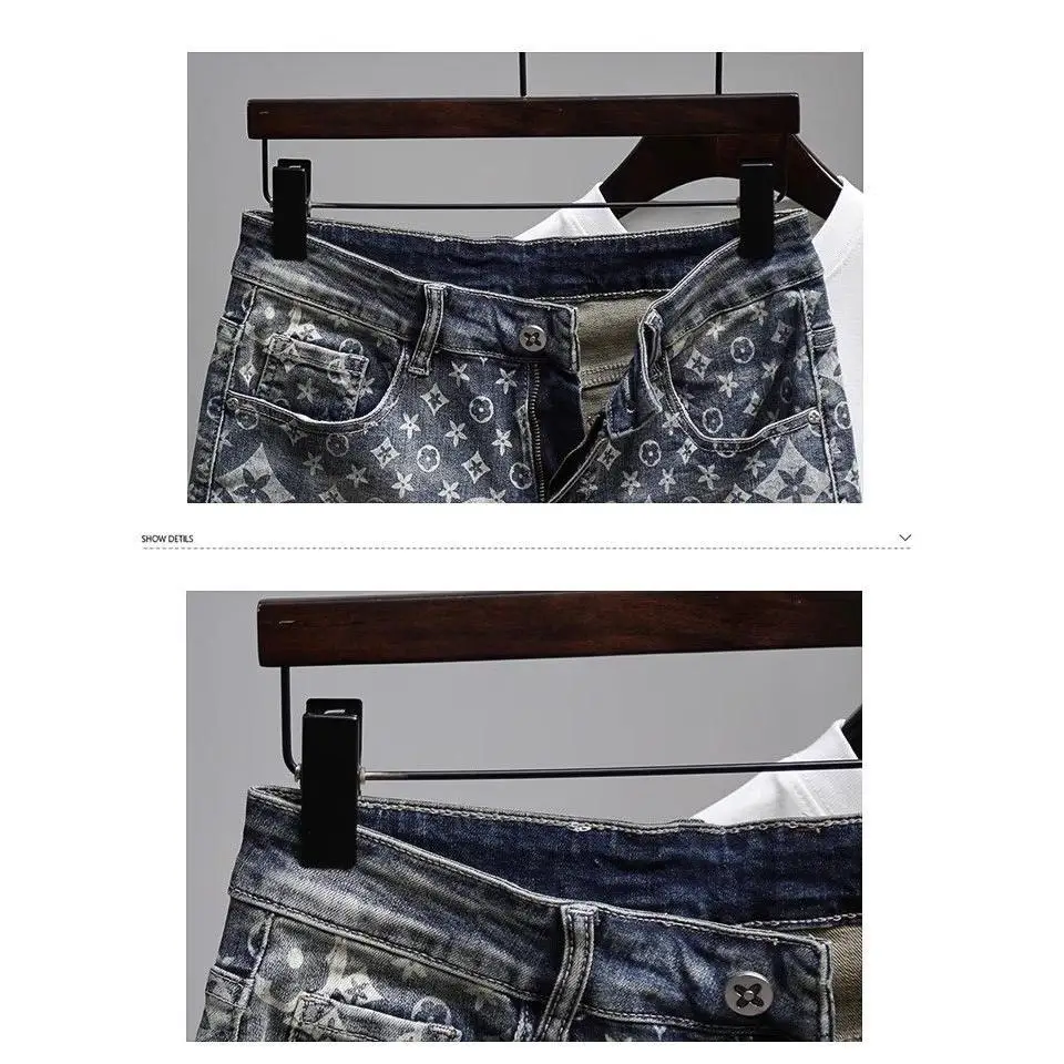 Summer new men's trendy denim five-point pants loose and versatile denim retro short pants
