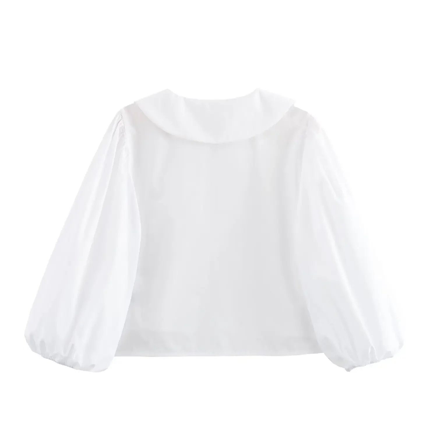 Blusa de popelina corta para mujer, Jersey Retro de manga larga, Tops elegantes, moda de temperamento Joker, novedad de 2024