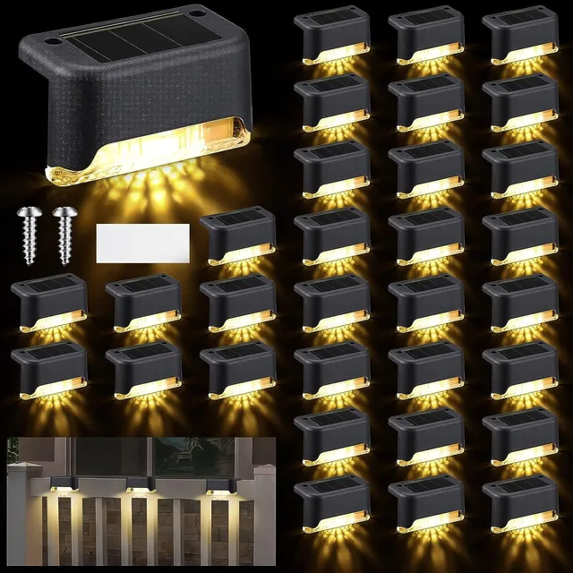 4-32 Pack LED Solar Step Lamp Path Stair Outdoor Garden Lights Wodoodporna dekoracja balkonowa do oświetlenia schodów Patio Stair Fence Light ﻿