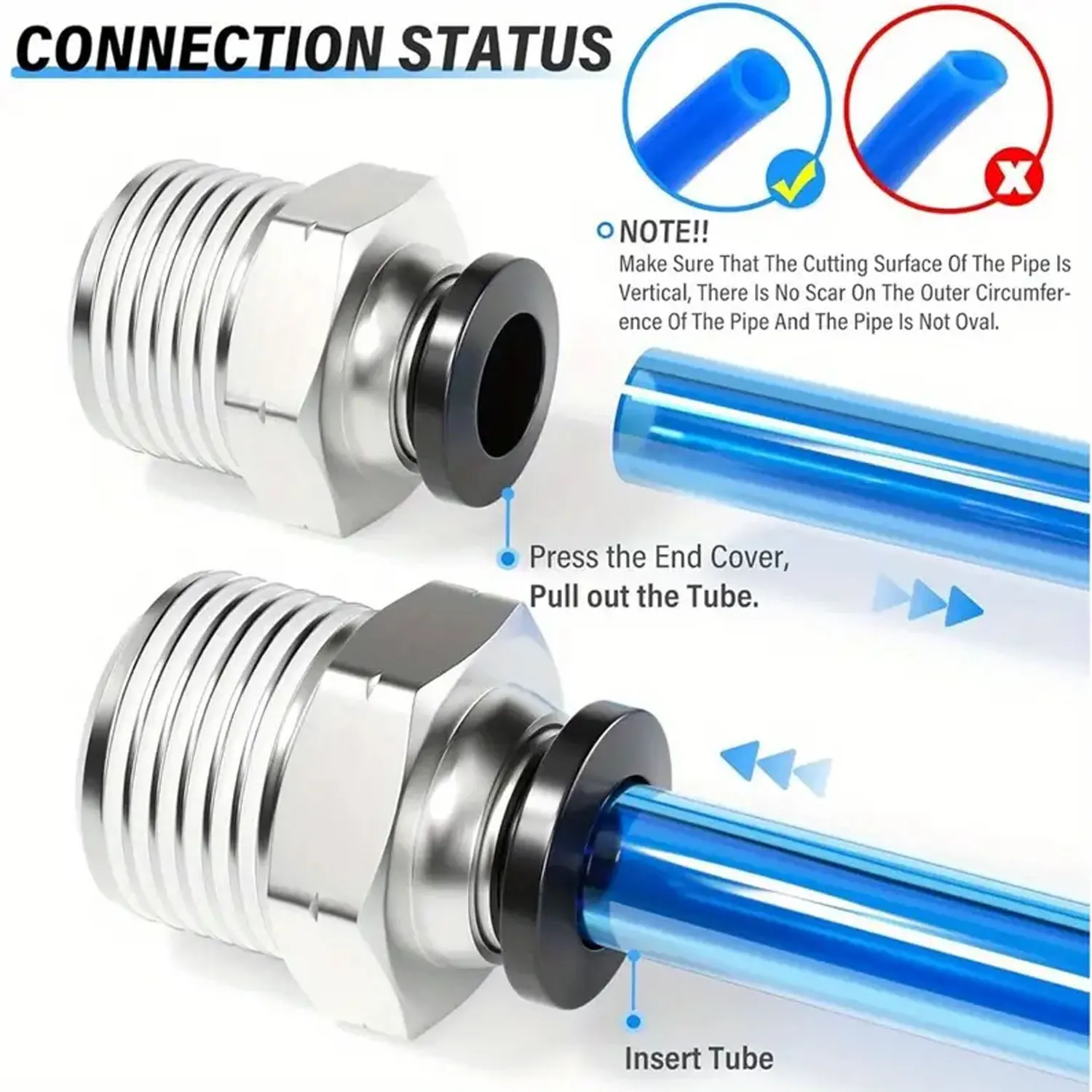 10PCS PC Pneumatic Air Connector Fitting PC 4mm 6mm 8mm 10mm 12mm Thread 1/8 1/4 3/8 1/2 Black Plastic Hose Fittings Pipe Itting