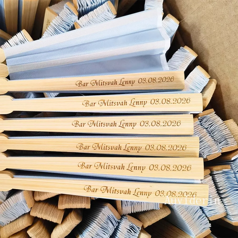 

20/50 Laser Engraving Hand Folding Fan Personalized for Wedding Bamboo Fabic Handheld Fans for Party Favors Bridal Shower Decor