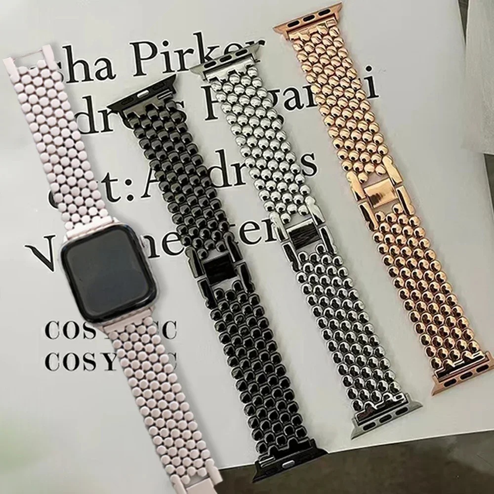 Women Stainless Steel Strap For Apple Watch Ultra 49mm 38mm 42 40 44mm Metal Band For iWatch 6 5 4 se 8 7 41 45 Luxury Bracelet