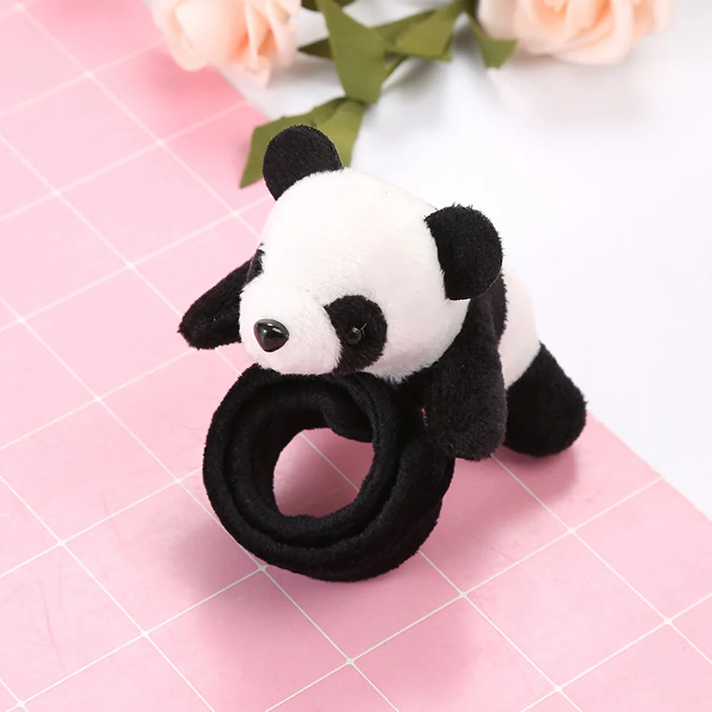 4 Pcs Panda Wristband Party Supplies Plush Kids Slap Bracelets for Children to Plushie Button Cartoon