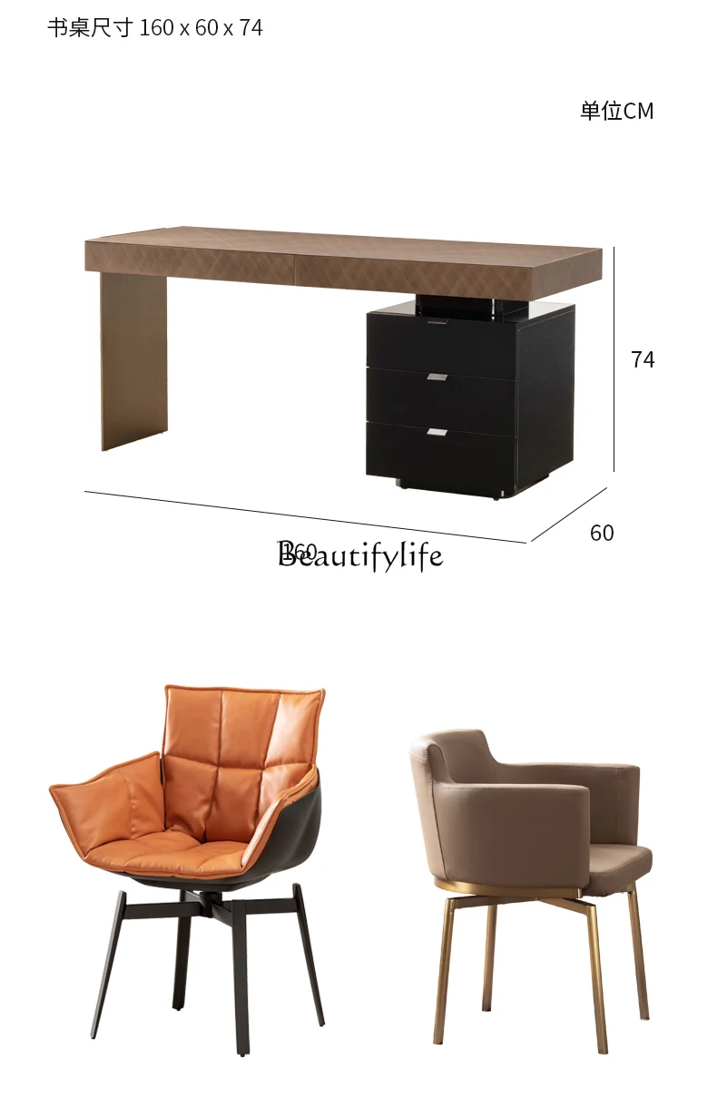 

02 Modern minimalist light luxury desk household makeup storage drawer computer desk