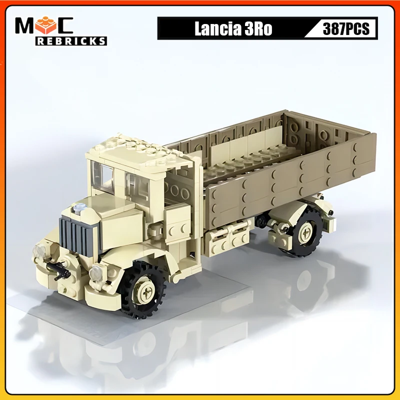 WW2 Military Heavy Truck Lancia 3Ro Army Armored Vehicle MOC Building Blocks Technology Assembly Model Kid's DIY Bricks Toys