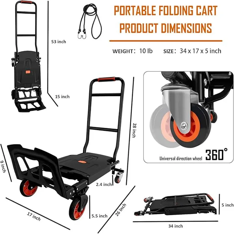 Multi-functional handcart, flatbed truck, household pull truck, folding hand-pulled cart, outdoor camping vehicle
