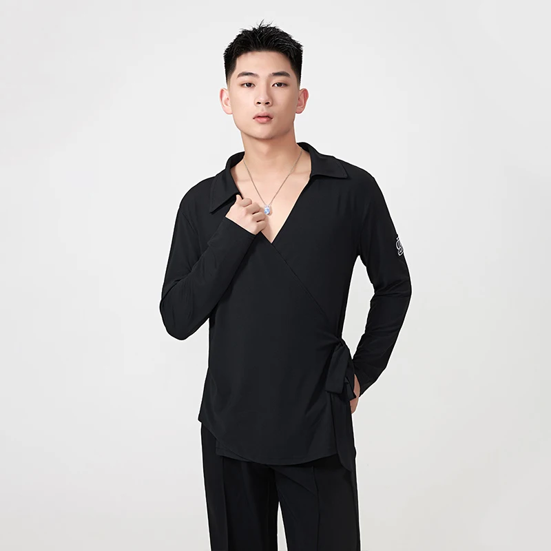 ملابس الرقص اللاتينية للرجال بأكمام طويلة قميص زوجين فضفاض الراقية تشاتشا رومبا تانجو الكبار ملابس الرقص اللاتينية DQS17005