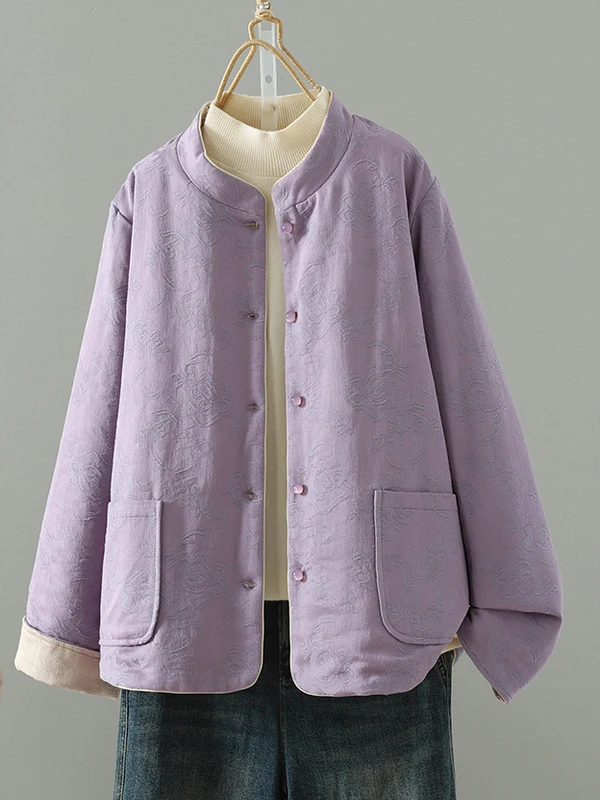 

Double-Sided Wear Thiened Cotton Jaet with Button Loose Fit Winter New Arrival Outlet Store Chinese Retro Sle Women's Coat