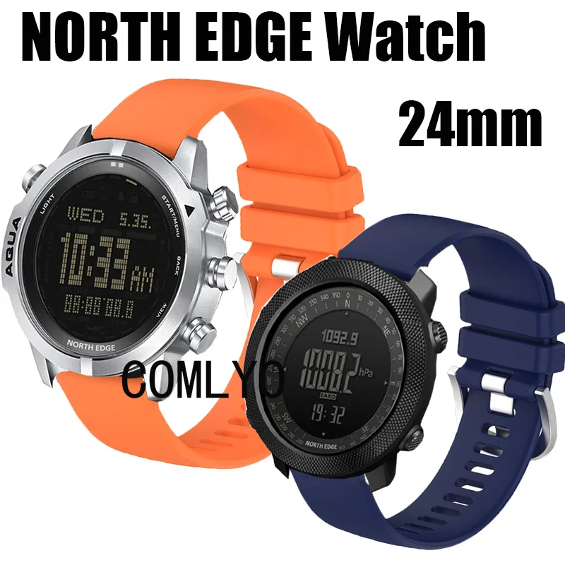 For North Edge APACHE 3 50mm AQUA ALPS GAVIA EVOQUE 2 Strap Band Belt Silicone watch Sports Bracelet 24mm For women men