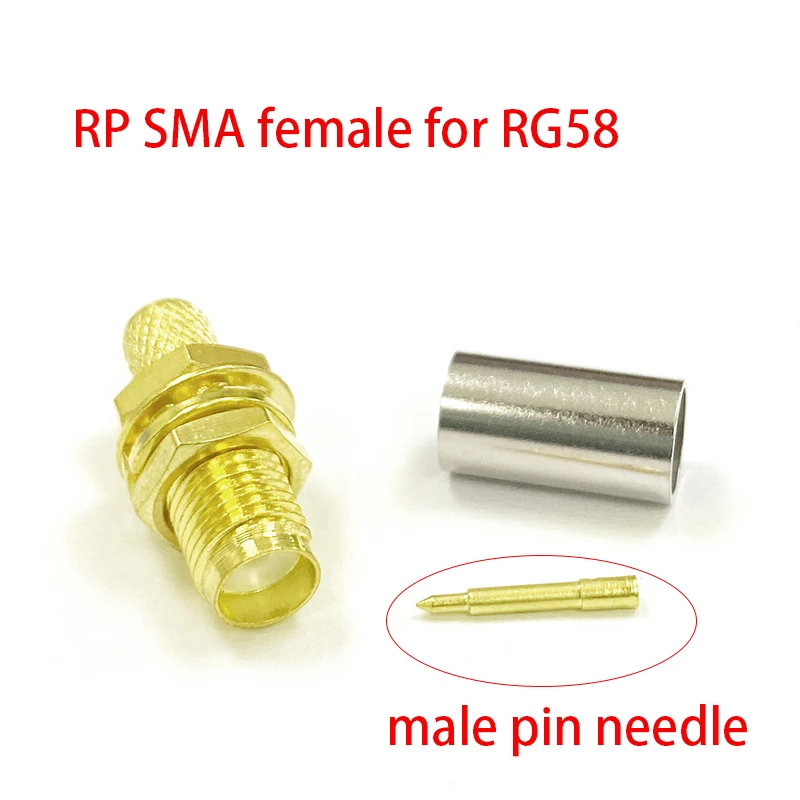 1pc  SMA Male Female /RP Plug Jack Crimp for RG58 RG142 Cable Straight  Goldplated for WIFI Antenna