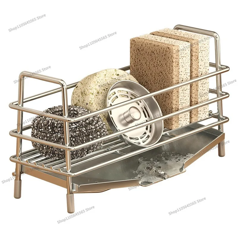 For 304 Stainless Steel Kitchen Cloth Rack, Sink Edge Drainage Storage Rack, Countertop Storage Rack